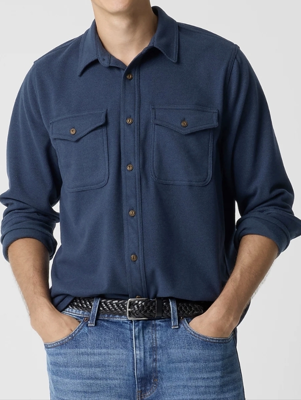 J. Crew Men’s Navy Plaid Lightweight Shirt Jacket